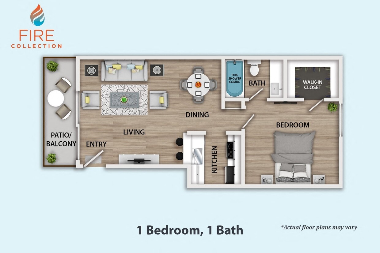 Floor Plan - 1 Bedroom, 1 Bath