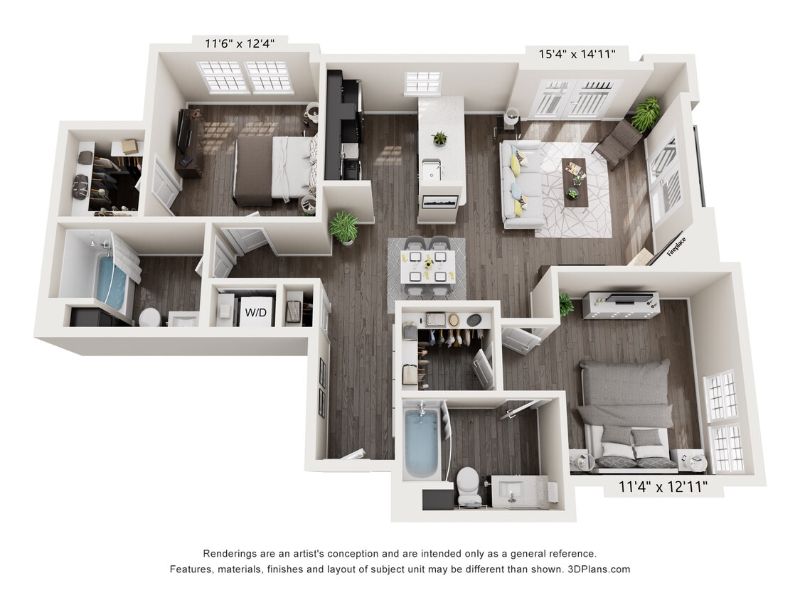 Floor Plan - 2x2 Prem 1132
