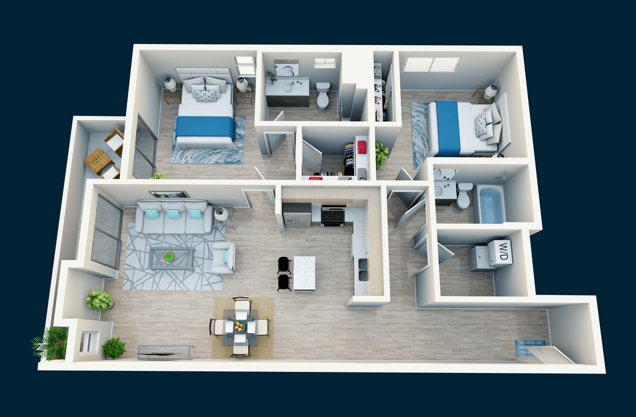 Floor Plan - 2 Bedroom, 2 Bath B