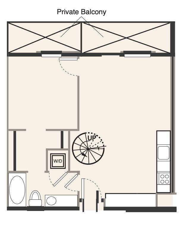 Floor Plan - C 1 bed, 1 bath