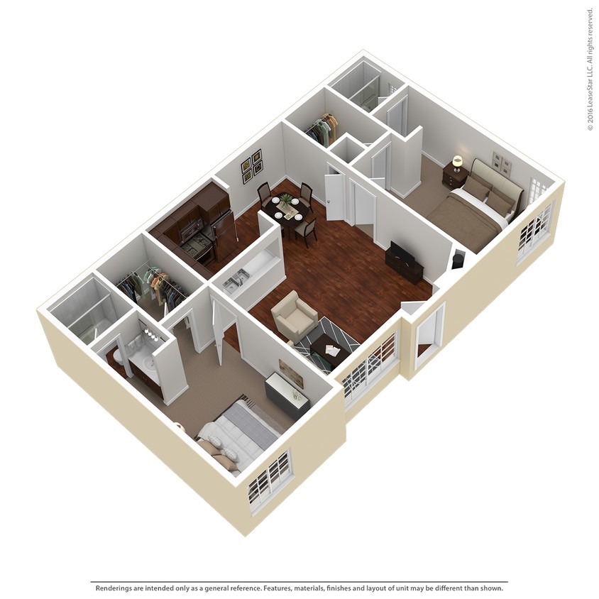 Floor Plan - 2 Bed 2 Bath Plan D