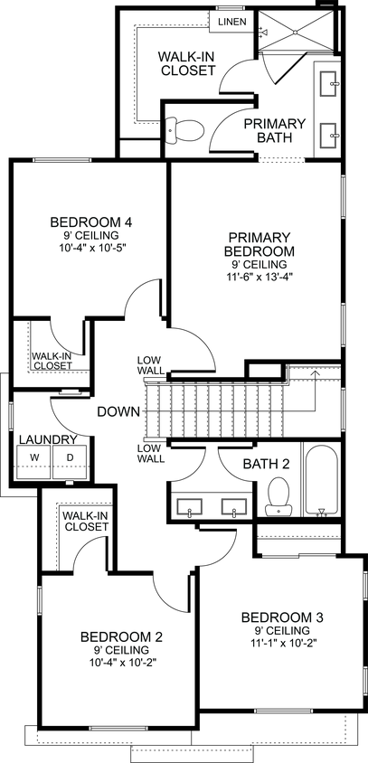 Floor Plan - Plan D1 - 4 Bed/2.5 Bath
