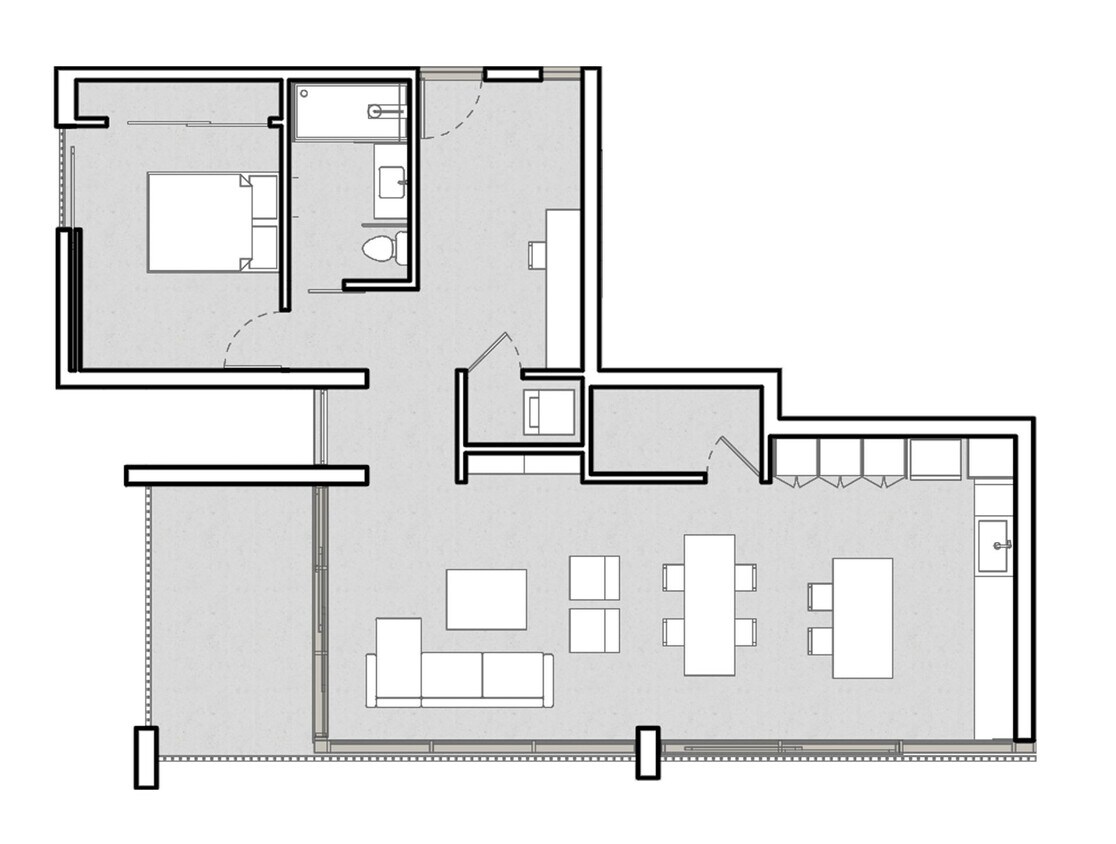 Floor Plan - 1 BR Balcony + Den Penthouse Floorplan I