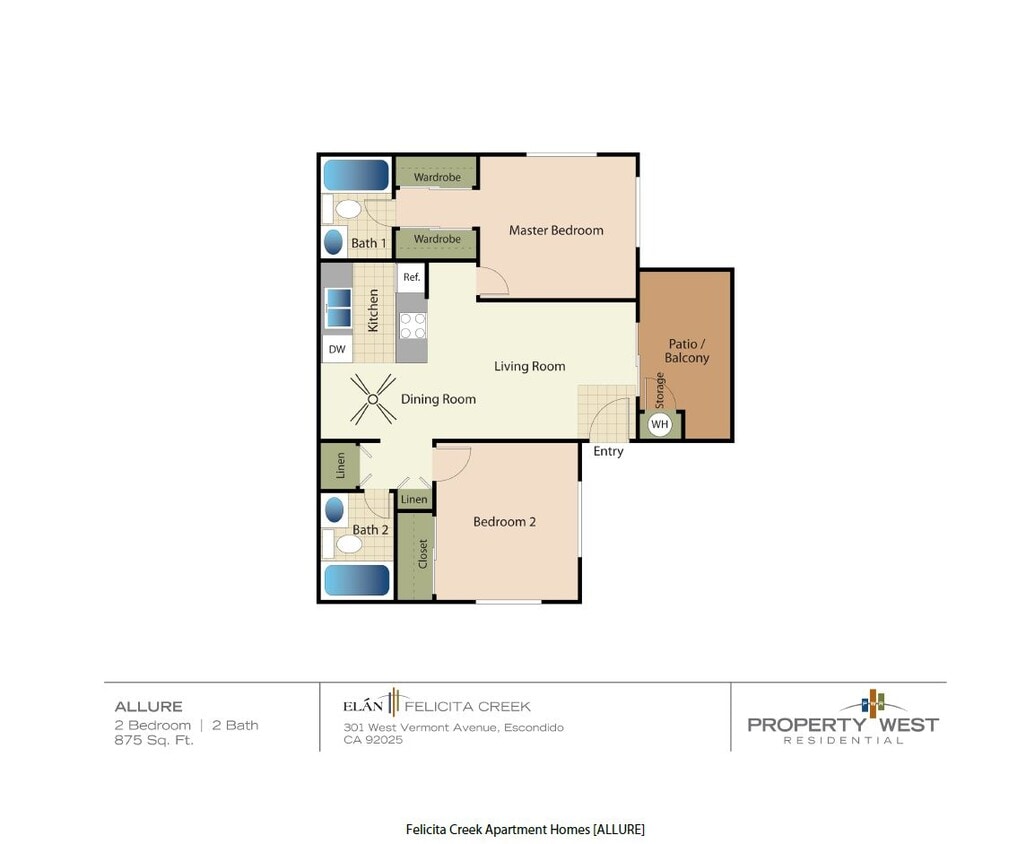 Floor Plan - 2 Bedrooms 2 Baths - 22B
