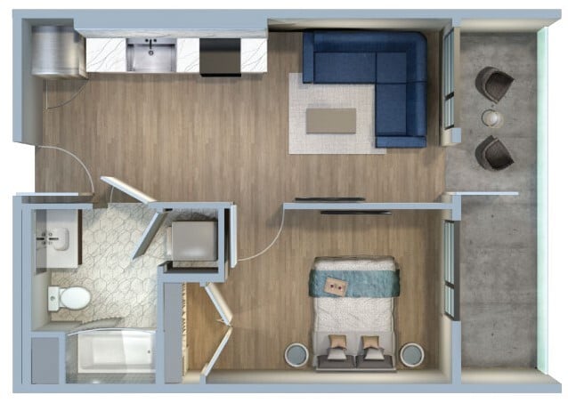 Floor Plan - 1 Bed/1 Bath-1I/1H
