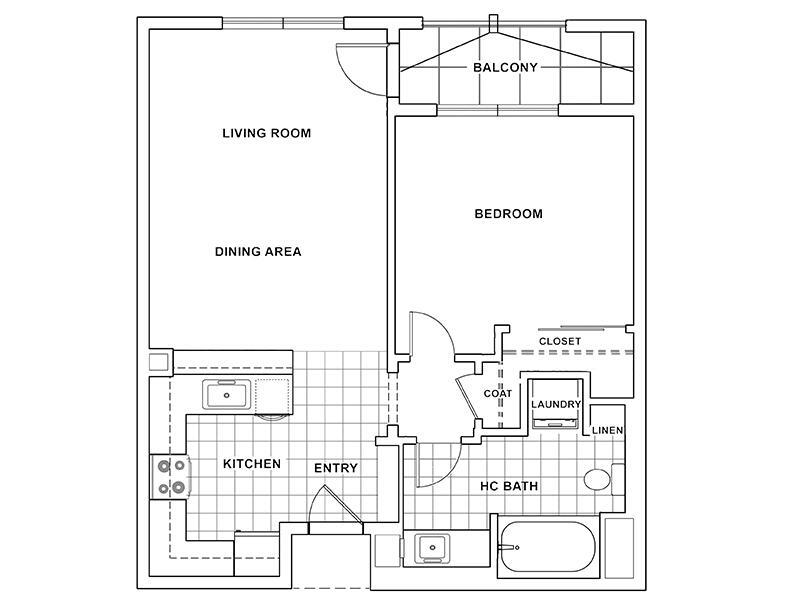 Floor Plan - 1Bedroom1BathroomA