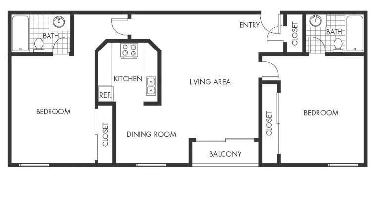 Floor Plan - 2 Bed, 2 Bath C