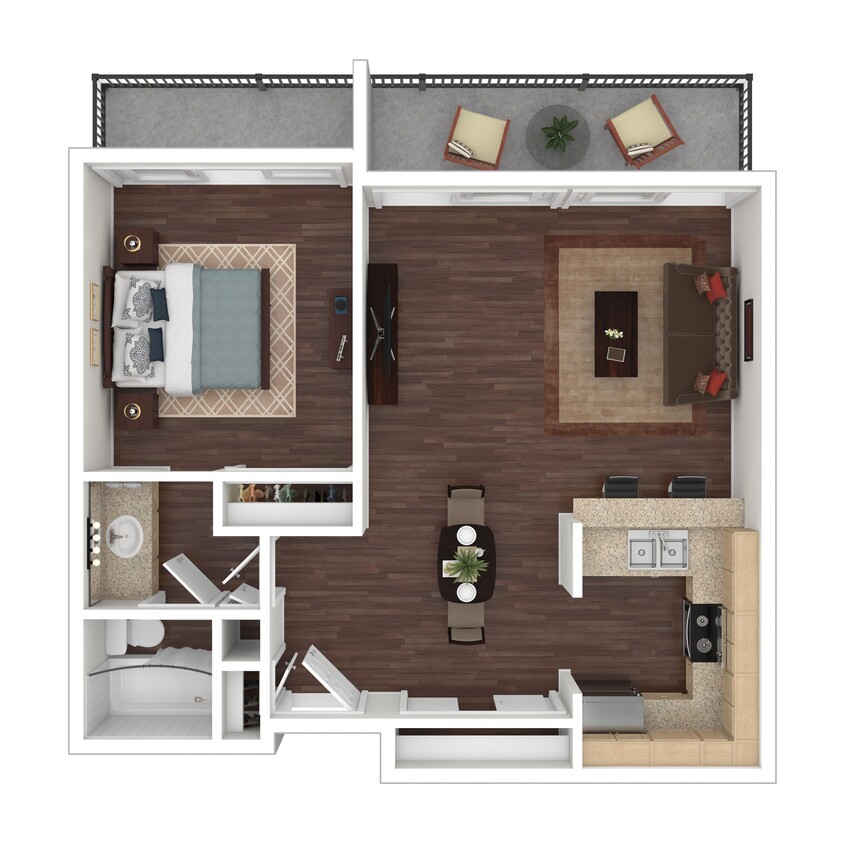 Floor Plan - 1T - The Tides at Marina Harbor
