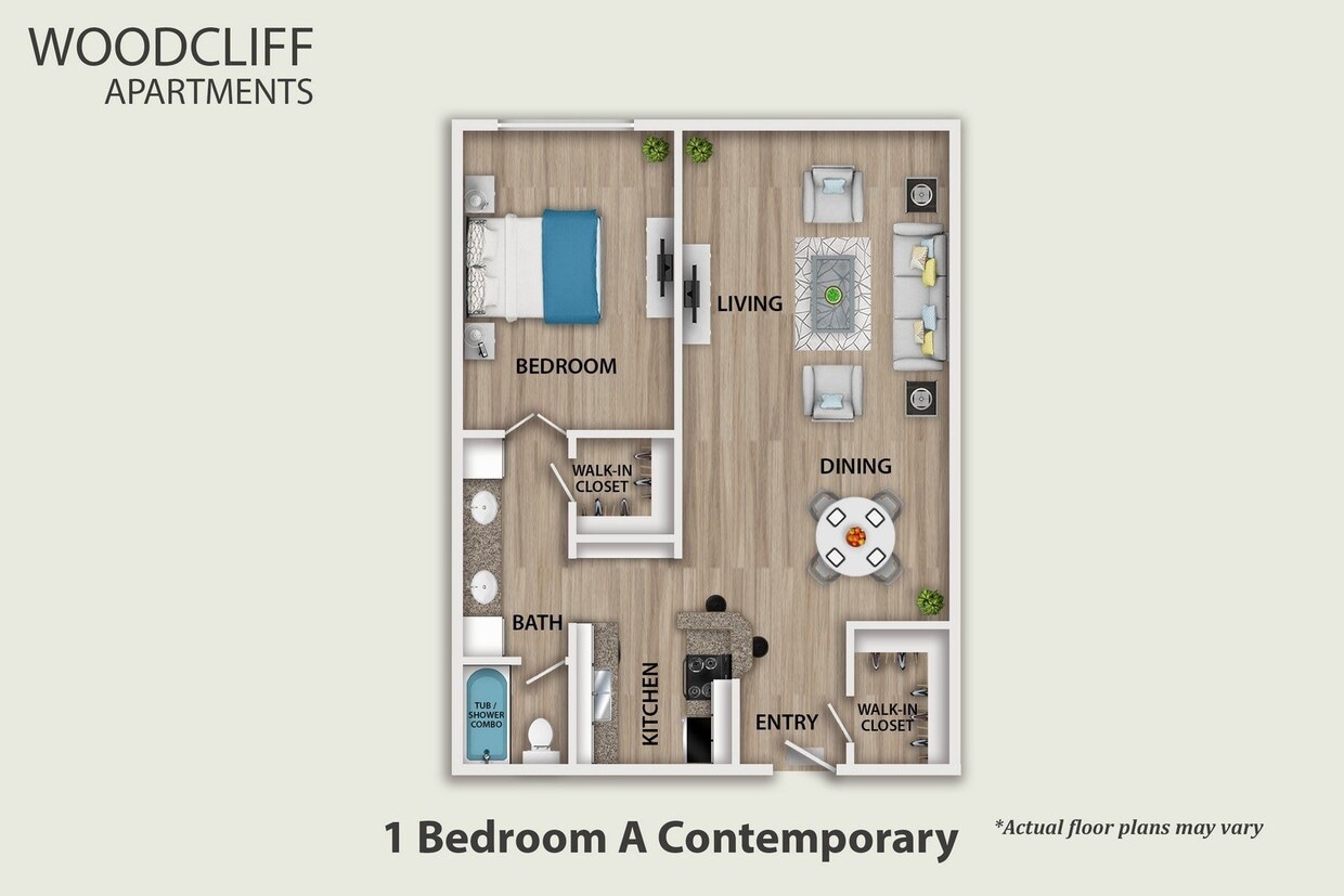 Floor Plan - 1 Bedroom A Contemporary