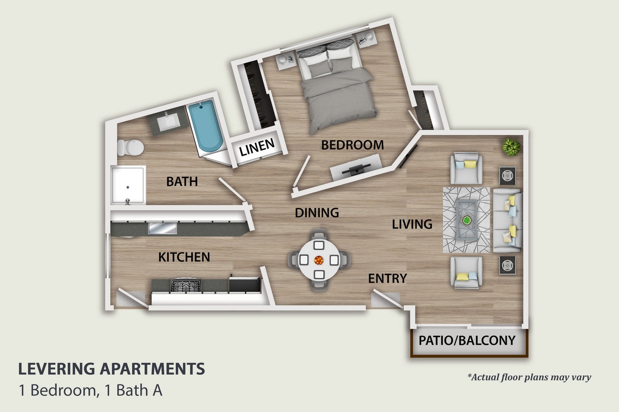 Floor Plan - 1 Bedroom, 1 Bath