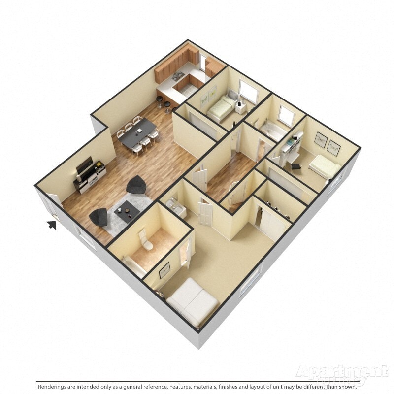 Floor Plan - 3 Bedroom 2 Bath