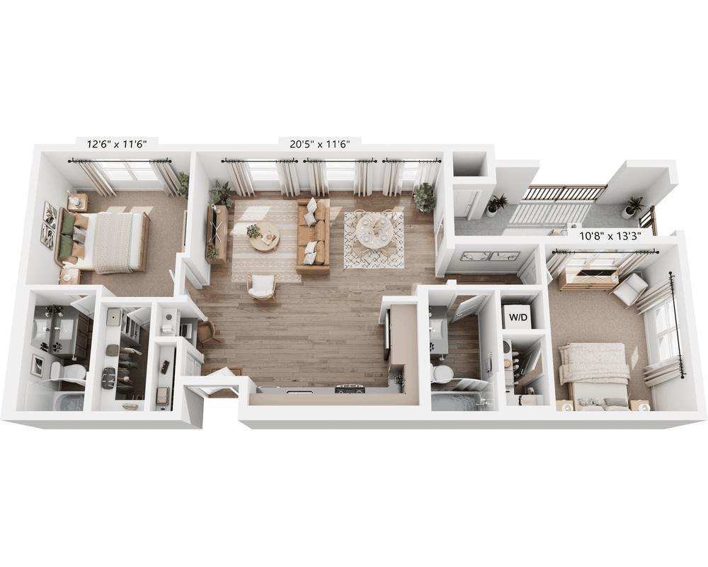 Floor Plan - Two Bedroom - B2B