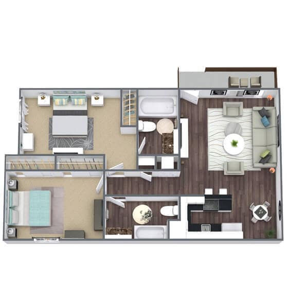 Floor Plan - 2 Bed  2 Bath