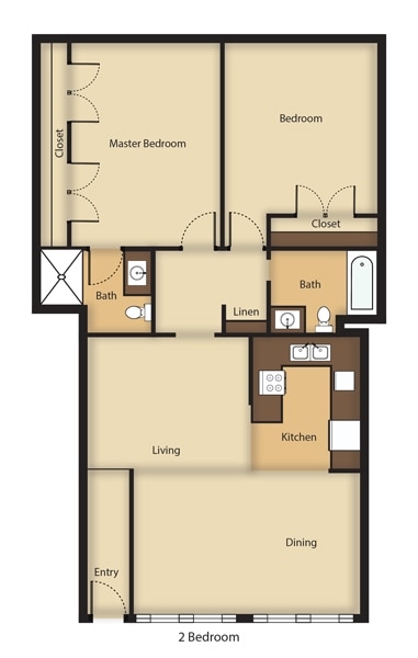 2BR/2BA - 2 Bedroom, 2 Bathroom