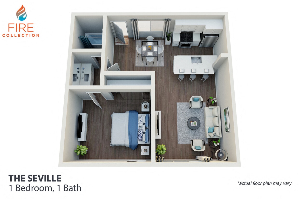 Floor Plan - 1 Bedroom, 1 Bath