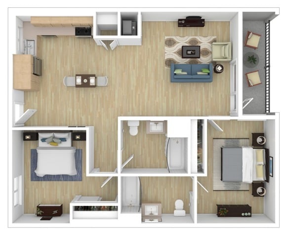 2 Bedroom / 2 Bathroom with Patio - B10