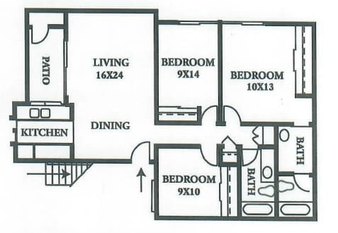 Floor Plan - 3 Bedrooms 2 Bathrooms