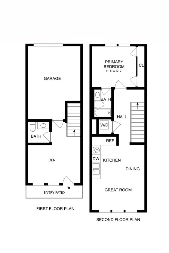Floor Plan - 1 Bedroom Townhome + Den