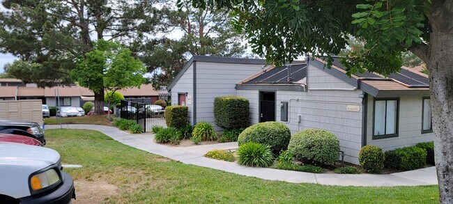 Walkway around the office and laundry room at Dove Ridge Apartments. - Dove Ridge Apartments