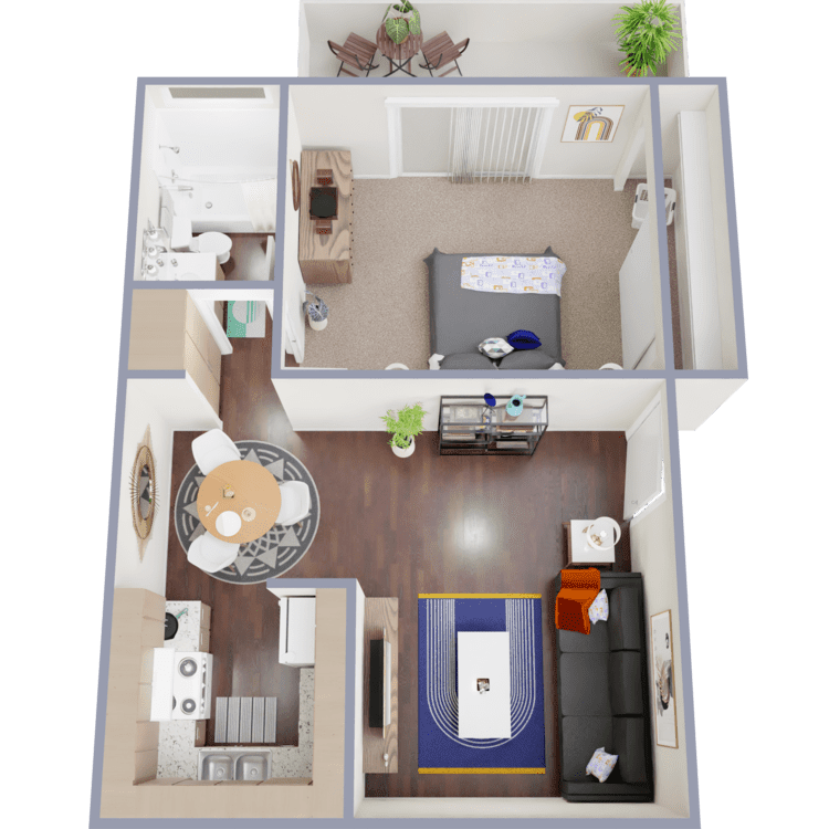 Floor Plan - 1 Bed 1 Bath