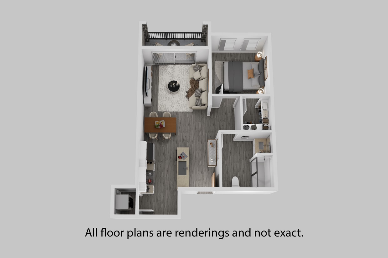 Floor Plan - One Bedroom + One Bathroom 705 sf