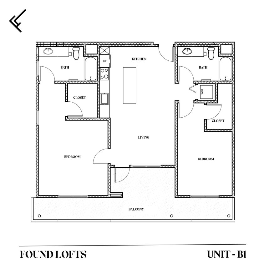 Floor Plan - 2 Bed 2 Bath (B1)