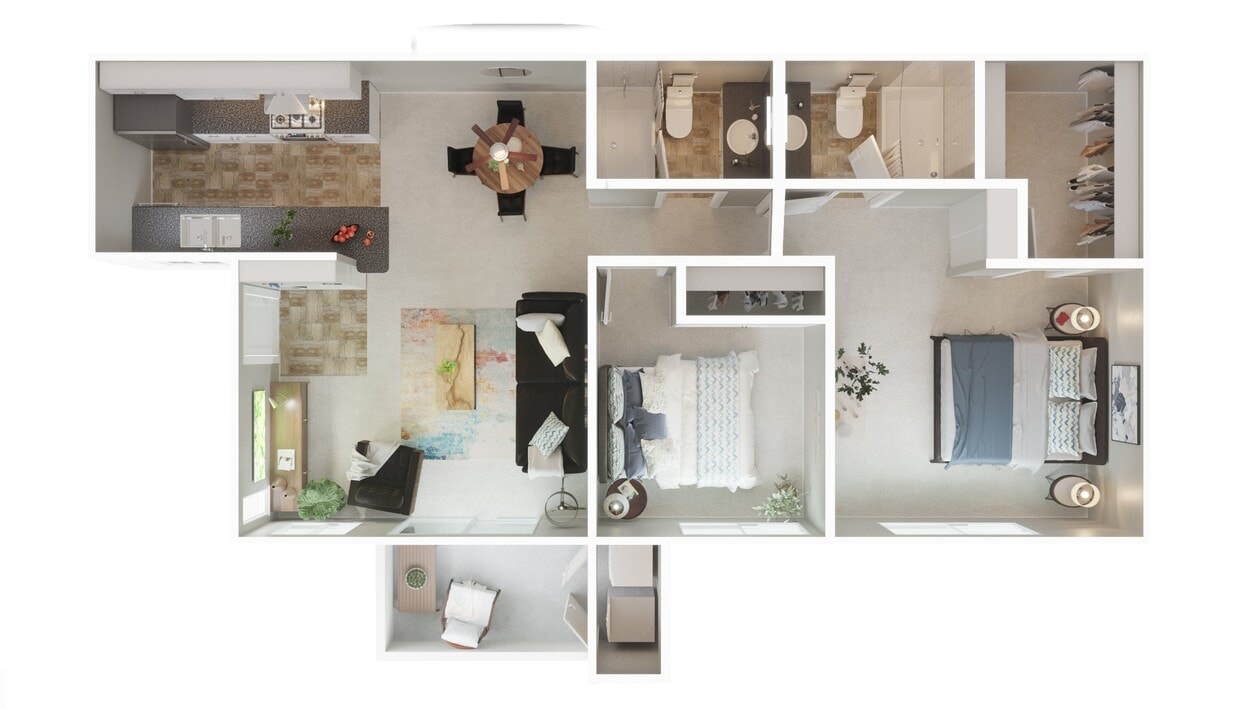 Floor Plan - 2 Bed 2 Bath A