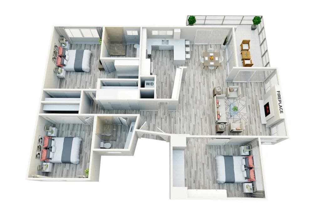 Floor Plan - 3 Bedroom, 2 Bath