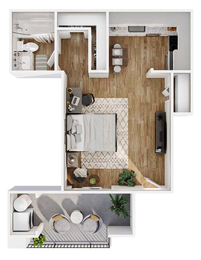 Floor Plan - 0 Bed, 1 Bath