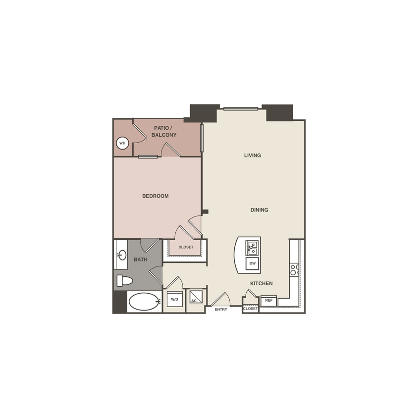 Floor Plan - 1 Bedrm 1 Bath 787  Renovated