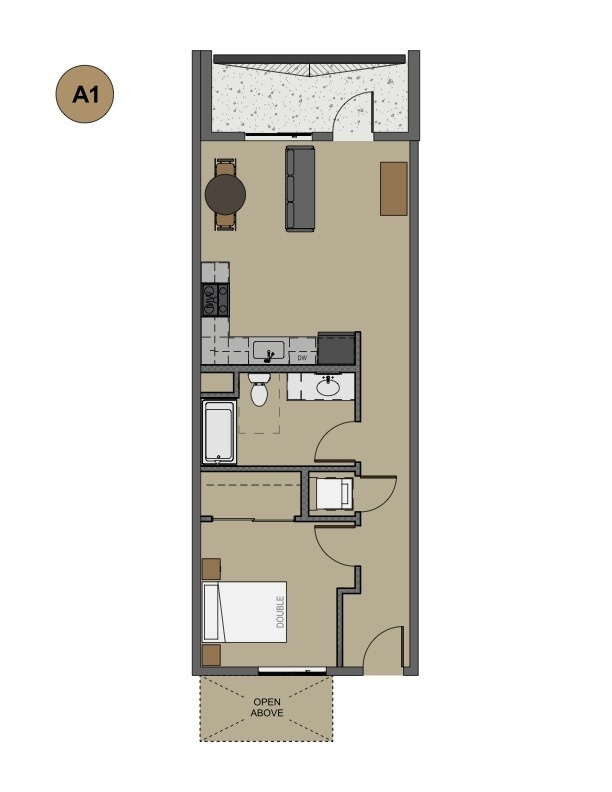 Floor Plan - 1x1 A-1
