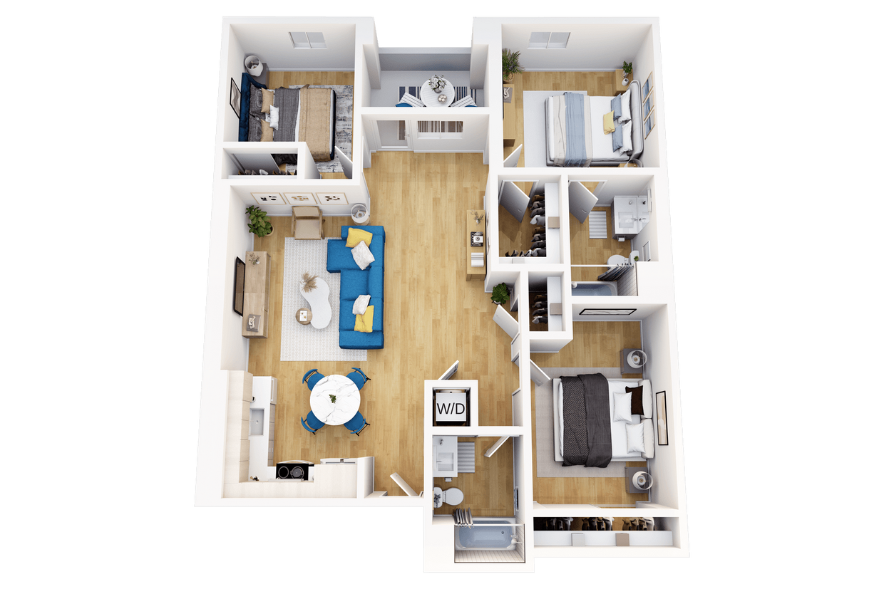 Floor Plan - 2 Bedroom, 2  Bath + Den/Flex Space