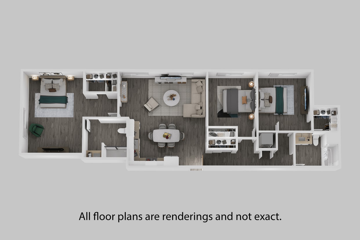 Floor Plan - Three Bedroom + Two Bathroom 1500 sf