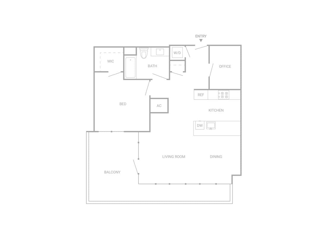 Floor Plan - 1 Bed 1 Bath - 854 sqft