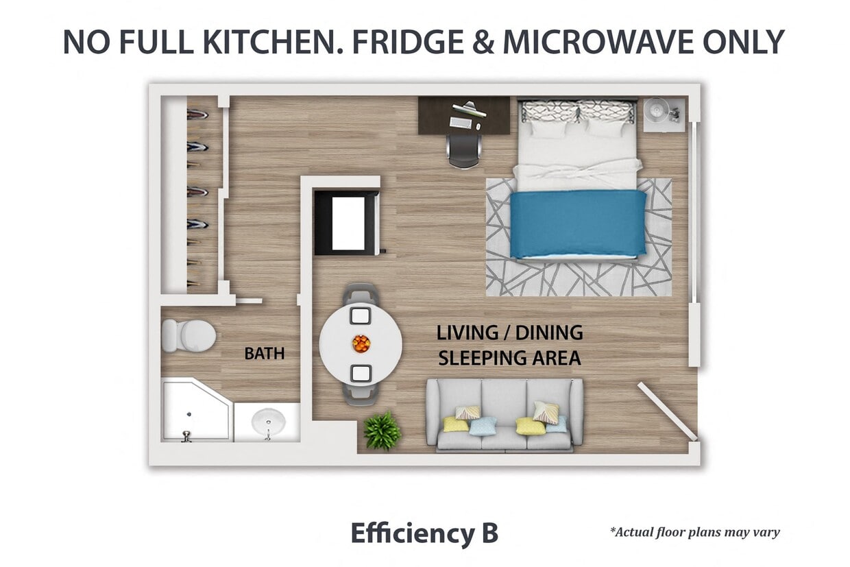 Floor Plan - Efficiency B NO FULL KITCHEN