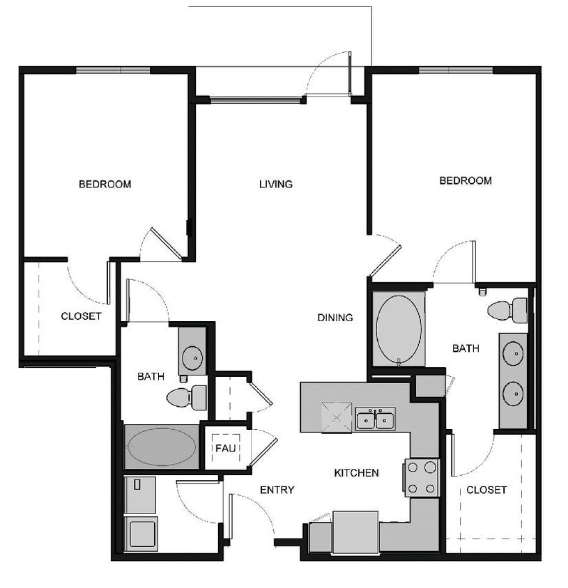 Floor Plan - B1 Two Bed  2 Bath