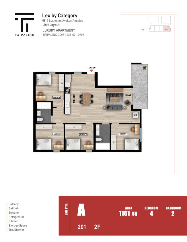 Floor Plan - Private Room in Shared 4 Bed/2 Bath