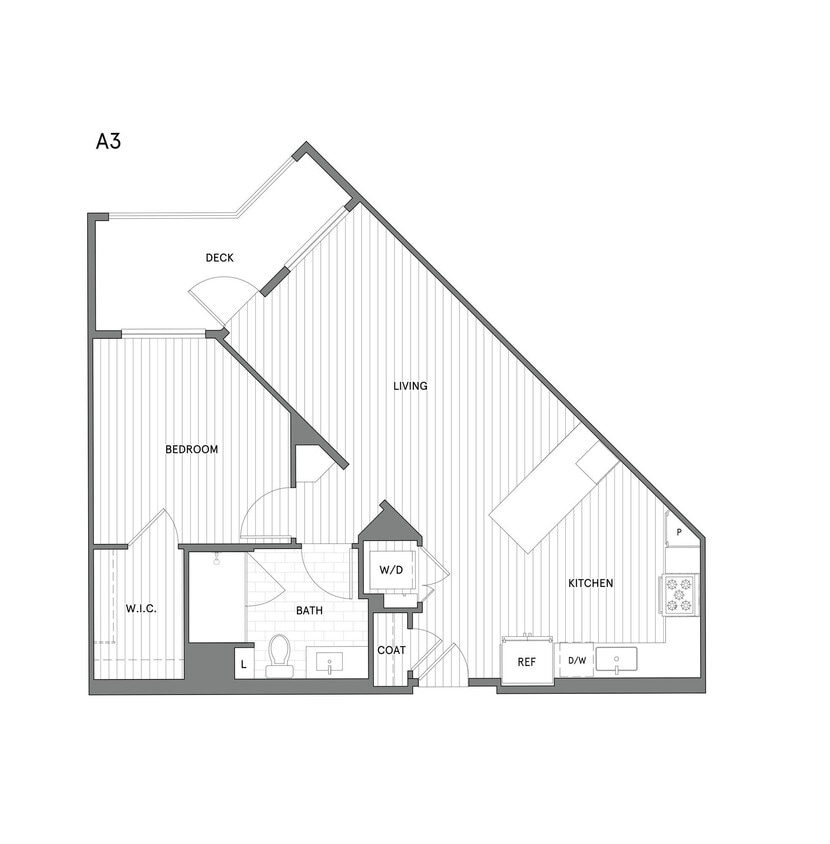 Floor Plan - 1 BR/1 BA
