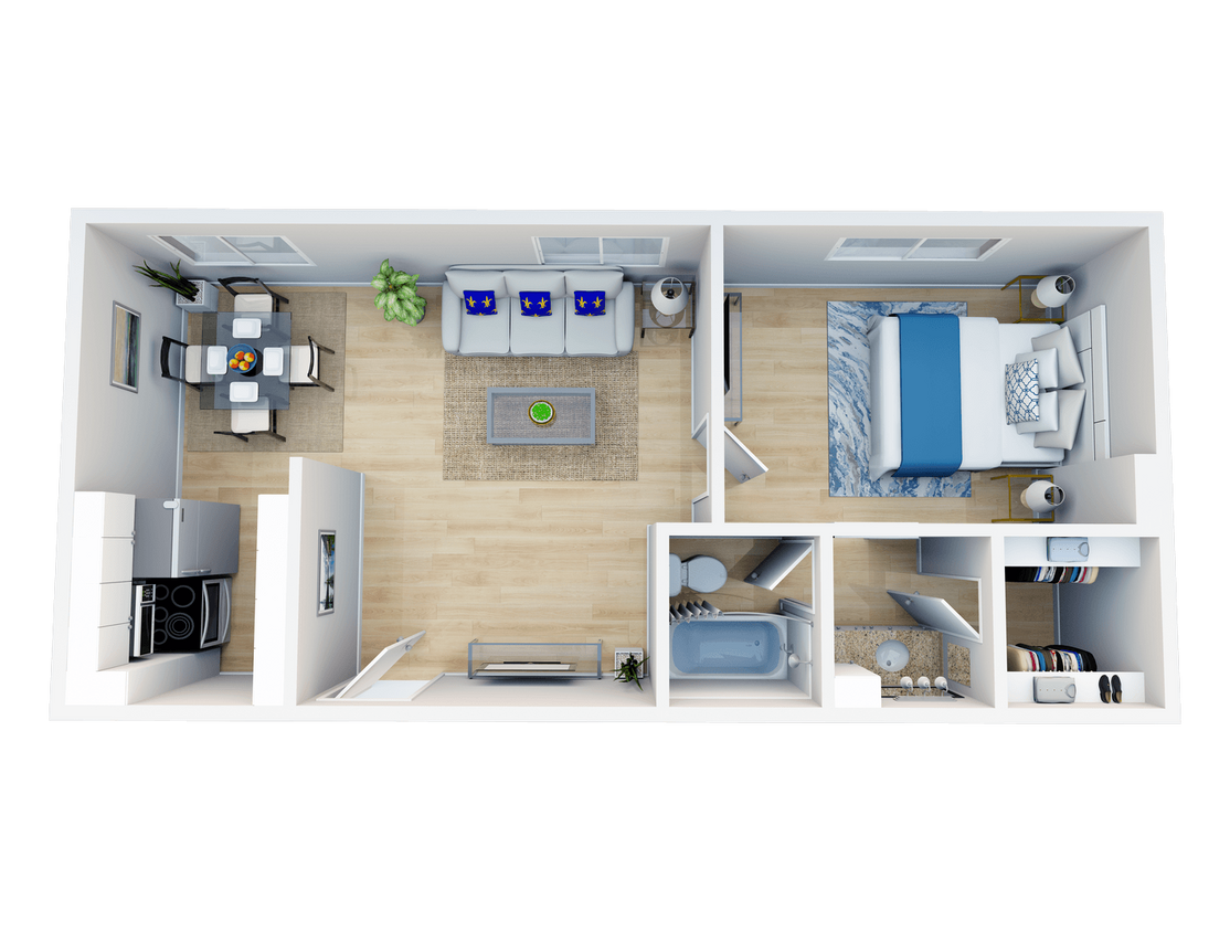 Floor Plan - 1 Bedroom, 1 Bath