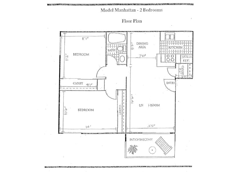 Floor Plan - 2 Bedroom 1 Bathroom