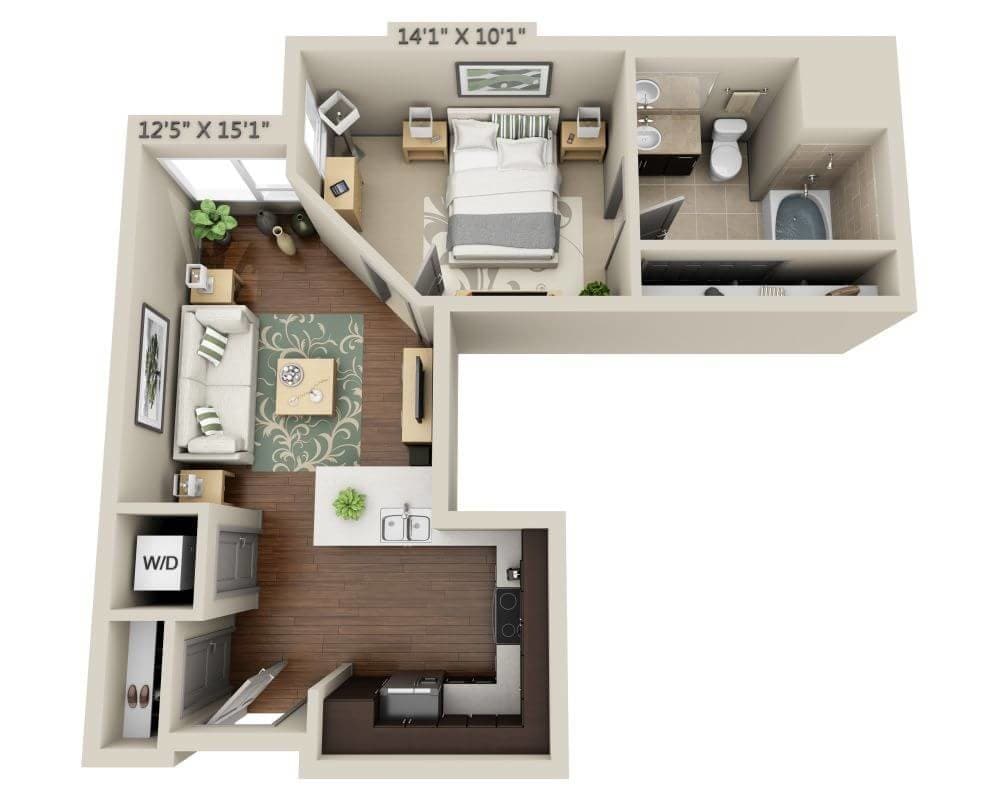 Floor Plan - One Bedroom A1A
