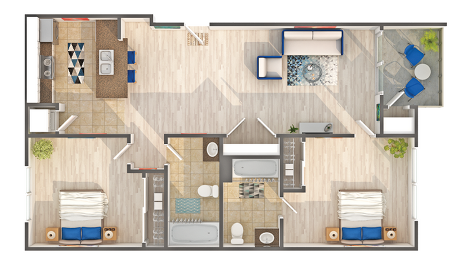 B1 | 2-Bedroom Floorplan - B1