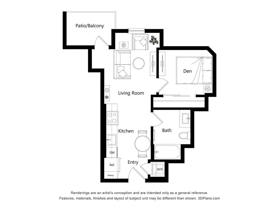 Floor Plan - C-4 - Studio + Den