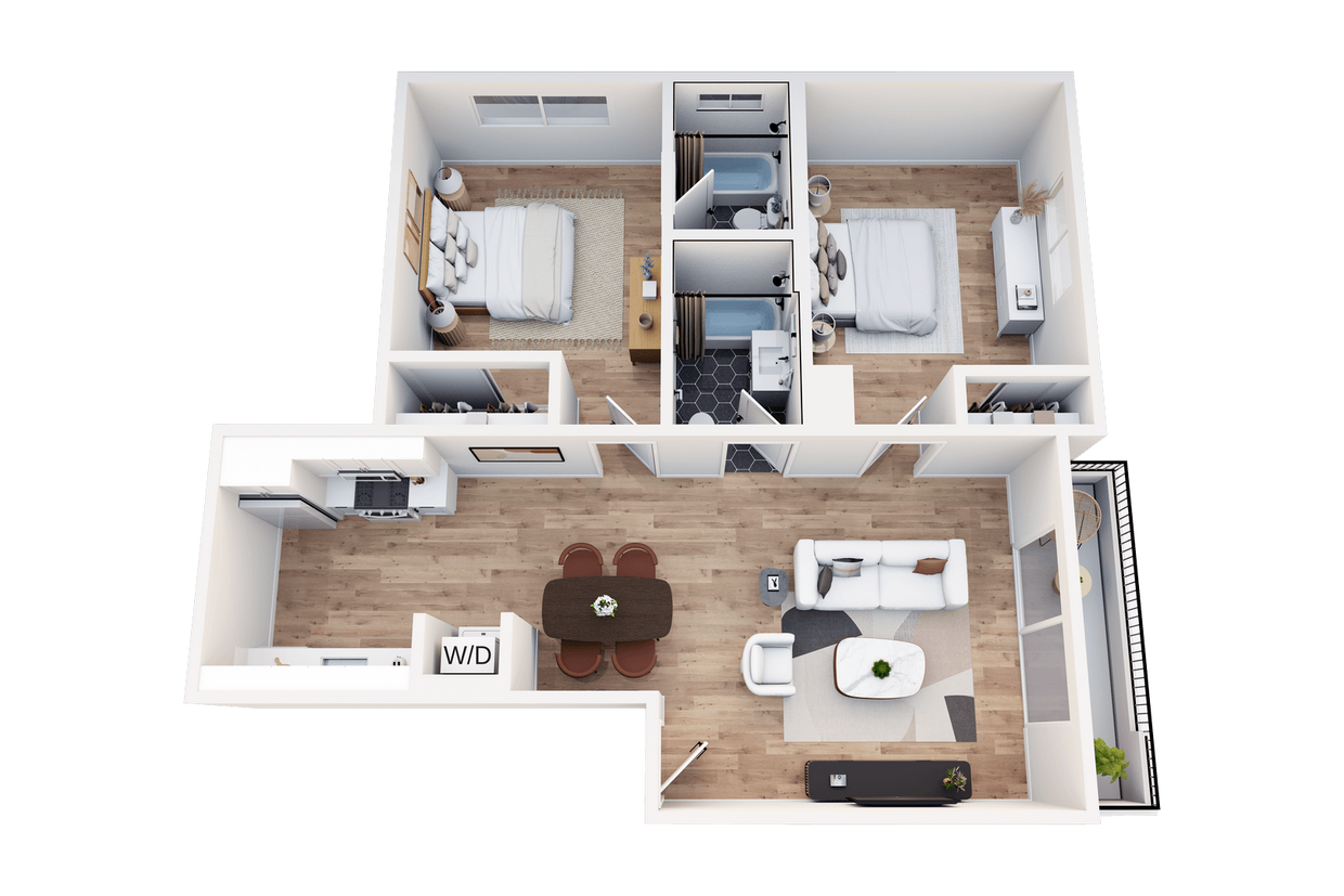 Floor Plan - 2 Bedrooms, 2 Baths Plan I