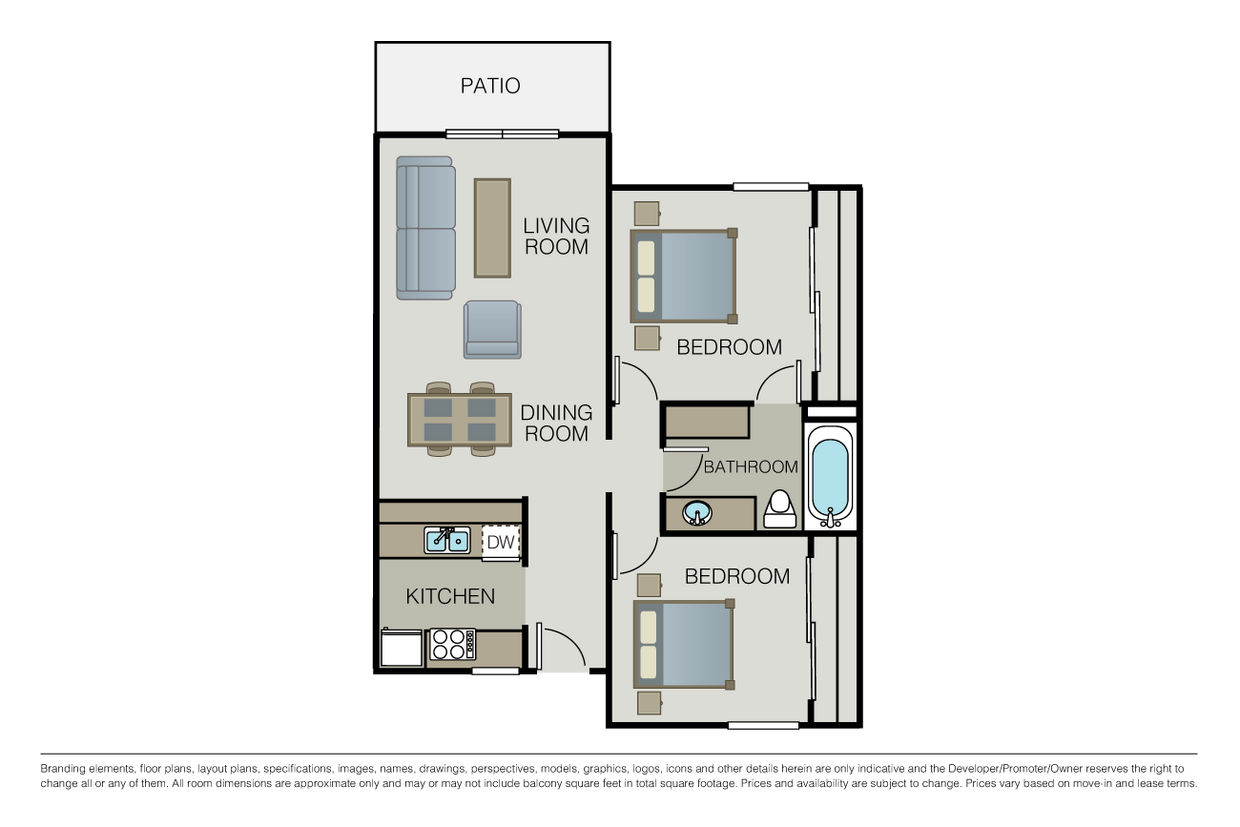 Floor Plan - 2 Bed 1 Bath