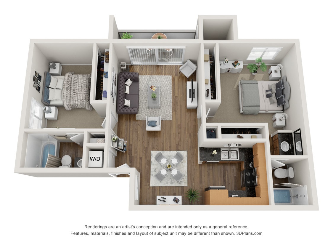 Floor Plan - 2 bed, 2 bath