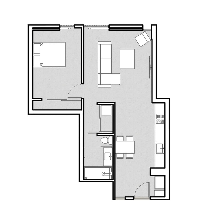 Floor Plan - 1 BR Floorplan E