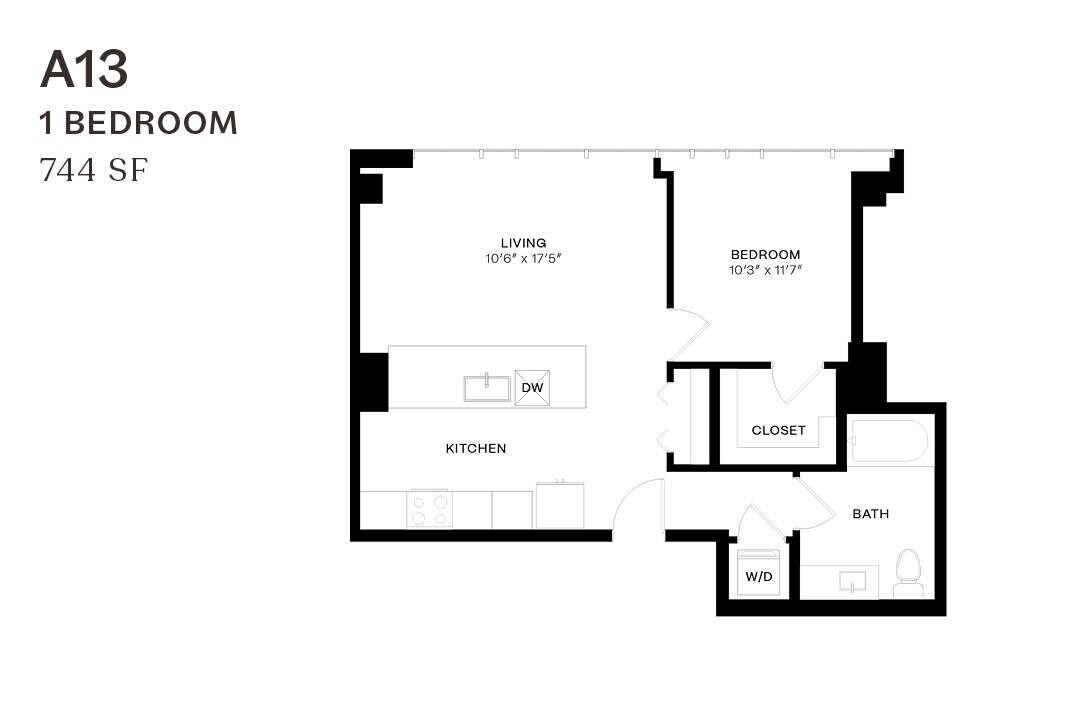 Floor Plan - One Bedroom A13 