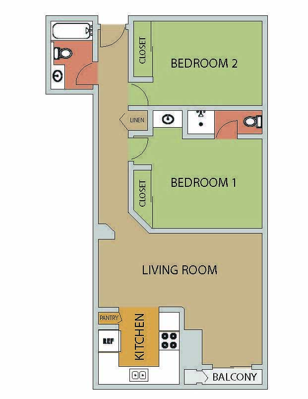 845 bldg 2 bedroom main floorplan - 2x2